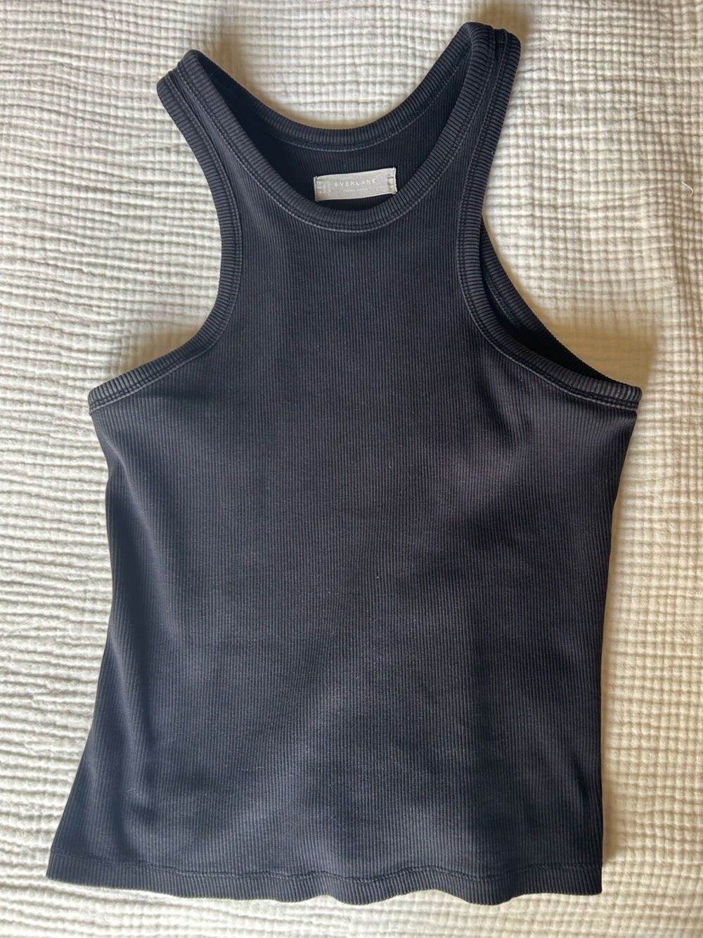 Everlane Black Ribbed High-Neck Tank